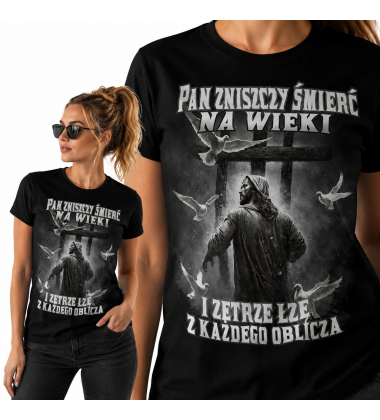 Koszulka Chrześcijańska  damska Pan zniszczy śmierć